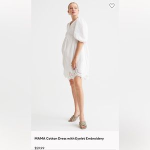 HM Maternity white cotton dress with eyelet detail